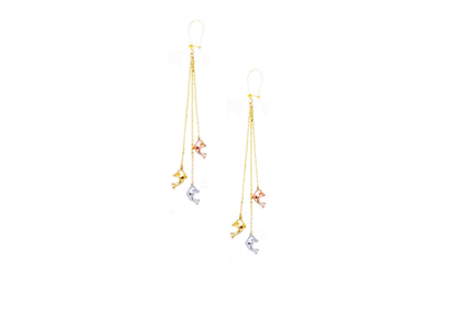 Three Tone Plated Dangle Fish Earring